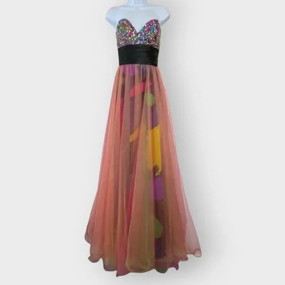 Partytime Womens Formal Maxi Dress | 6 | Sequin Jeweled | Prom Dance - Picture 1 of 14